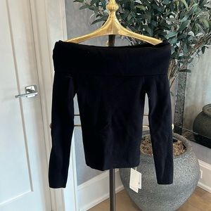 Commense Ribbed Off Shoulder Sweater